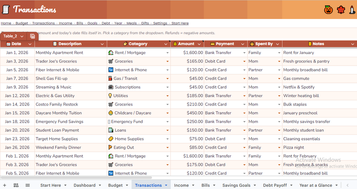 Bloom Budget: The All-in-One Monthly Money, Bills & Meal Planner for Busy Moms (Google Sheets)